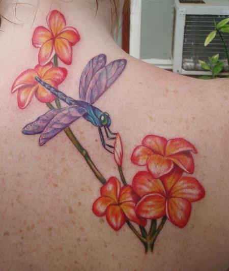 Tattoos - Dragonfly and Flowers - 62431